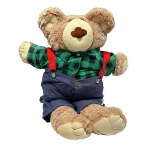 Furskins Bear Teddy Xavier  Roberts1984 Shirt Red Suspenders VIntage